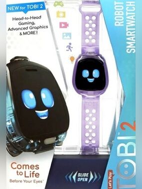 Tobi Kids Robot Smartwatch — Purple & Black with Bright Blue Display